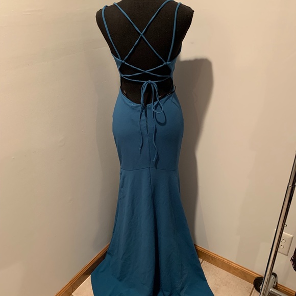 Windsor Open Back Mermaid Dress in Teal Medium NWT - Picture 3 of 8